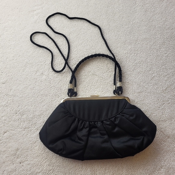 Preston & York Handbags - Preston and York Classic Black Clip Purse With Braided Faux Diamond Handle